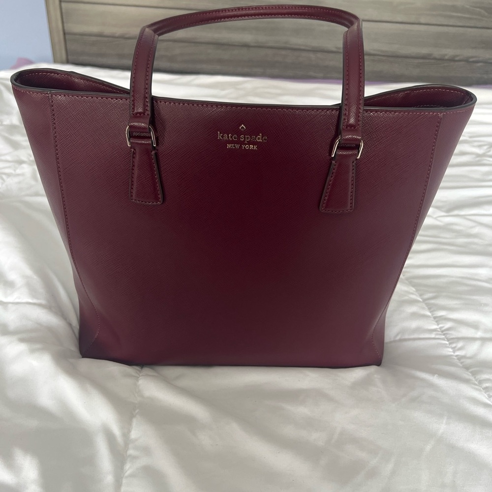 Kate Spade New York Burgundy Leather Tote Bag – Used Once